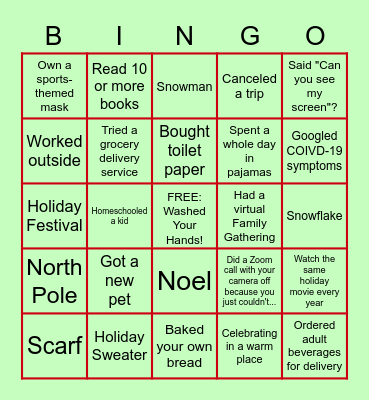 Holiday/Christmas Bingo Card