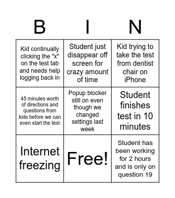 3rd Grade MAP Testing Bingo Card