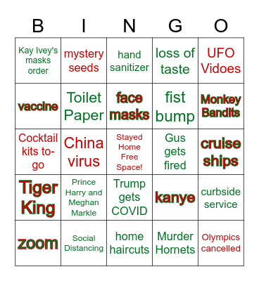 2020 -  It's the most wacky one of all years! Bingo Card