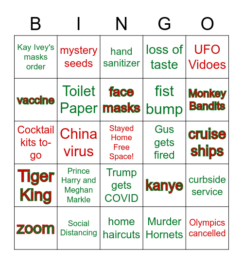 2020 -  It's the most wacky one of all years! Bingo Card