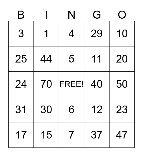 CHRISTMAS BINGO Card