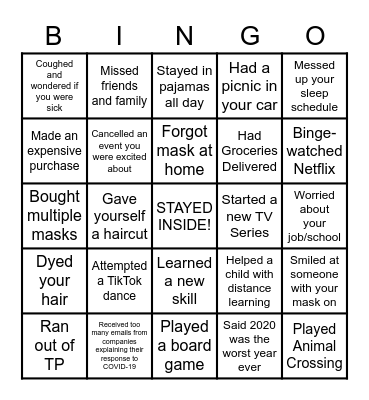 QUARANTINE BINGO Card