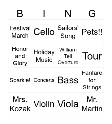 ADO Bingo Card