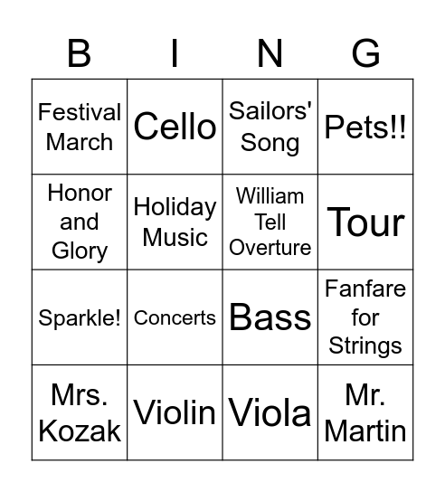 ADO Bingo Card