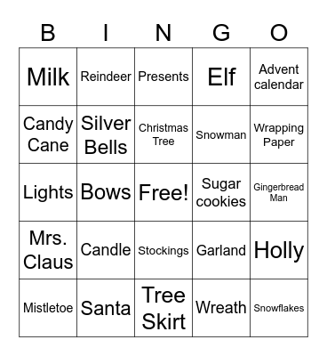 Holiday Bingo Card