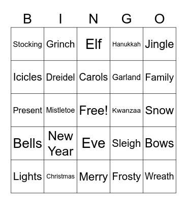 TA Holiday Bingo Card