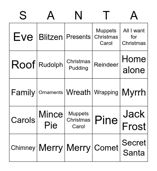 FND's Christmas Bingo Card