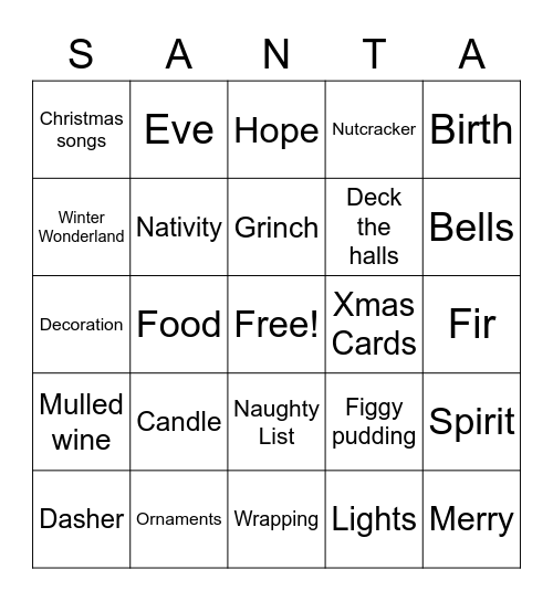 FND's Christmas Bingo Card