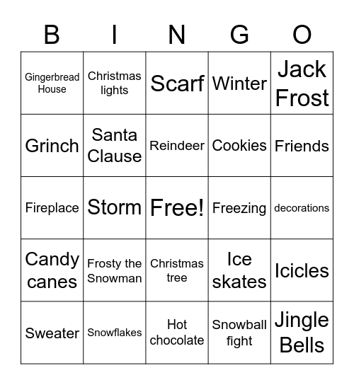 Winter Bingo Card