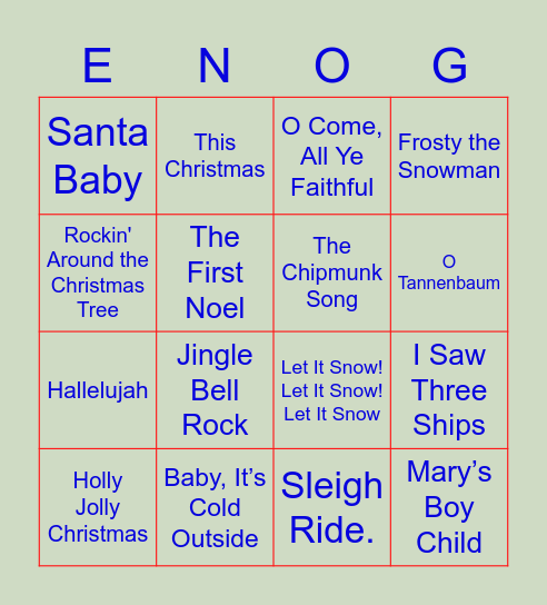 Xmas Bingo Card