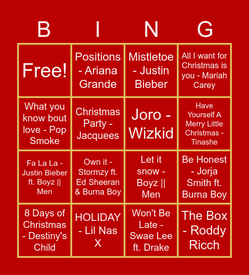 FunX XMAS Bingo Card