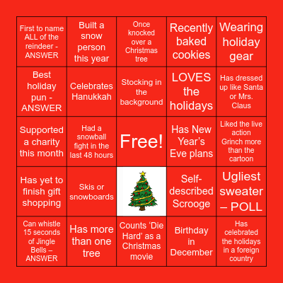 Virtual Holiday Bingo Card