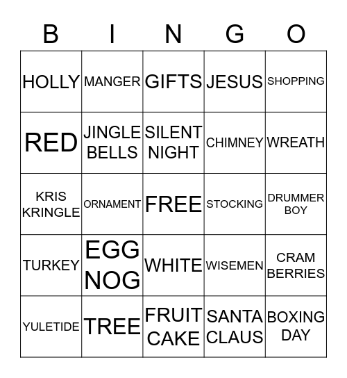 CHRISTMAS BINGO Card