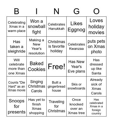 Holiday Bingo Card