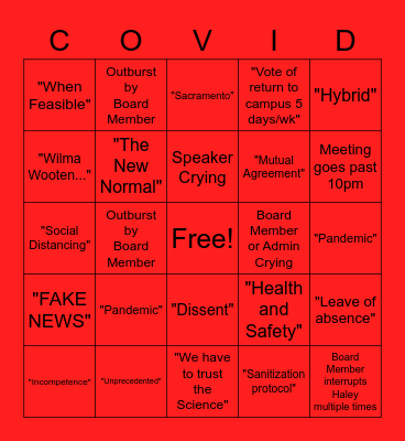 COVId-Christmas Board Meeting Bingo Card