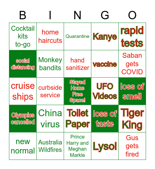 2020 - it's the most wackiest year of them all! Bingo Card