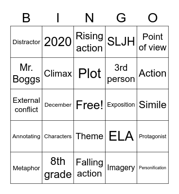 Mr. Boggs Christmas Bingo Card