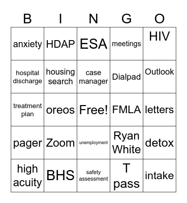 2020 Med SW Bingo Card