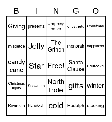 Holiday bingo Card