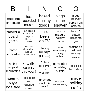 AQI Bingo! Bingo Card