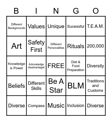 Diversity & Inclusion Bingo Card