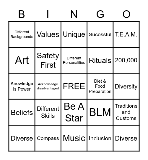 Diversity & Inclusion Bingo Card