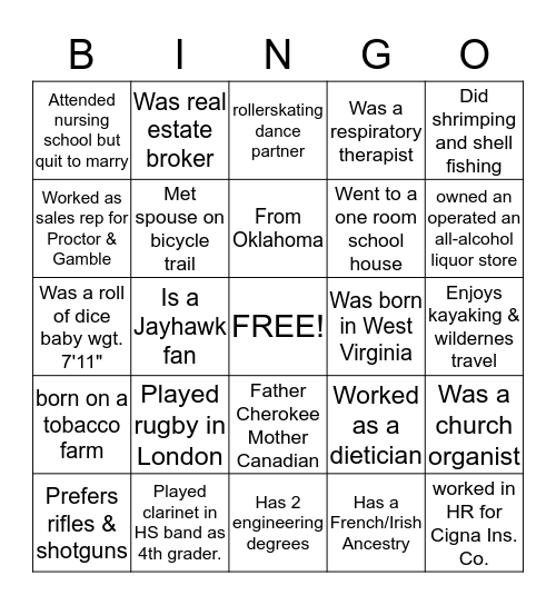 New Year's Eve Ice Breaker Bingo Card