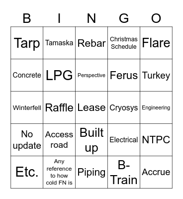 Cryopeak Bingo Card