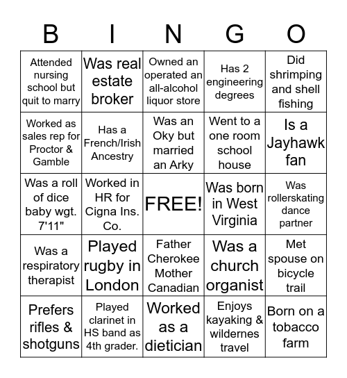 New Year's Eve Ice Breaker Bingo Card