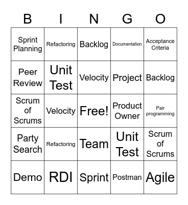 Craig's team Bingo Card
