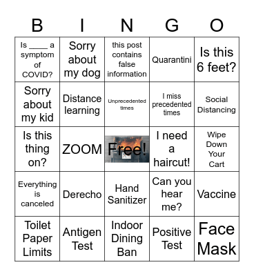 2020 Pandemic Bingo Card