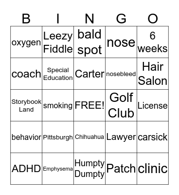 Joey Pigza Loses Control: Chapters 1-5 Bingo Card