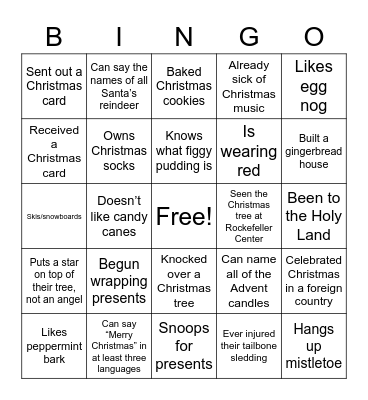 Christmas 2020 Bingo Card