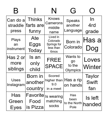 Stars Bingo Card