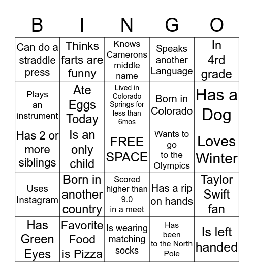 Stars Bingo Card