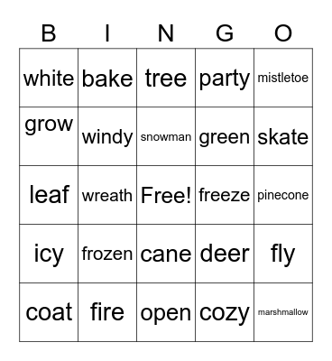 Christmas Long Vowel BINGO Card