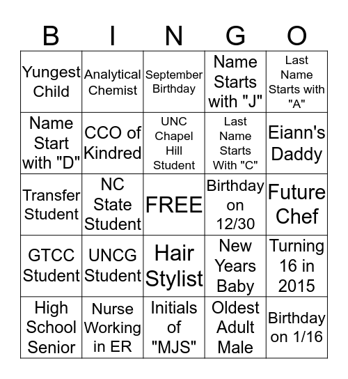 BINGGGO Bingo Card