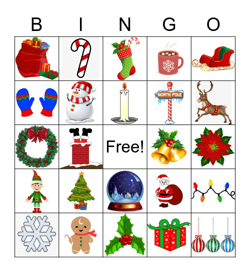 Christmas Vocabulary Bingo Card