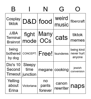 Irene Bingo Card