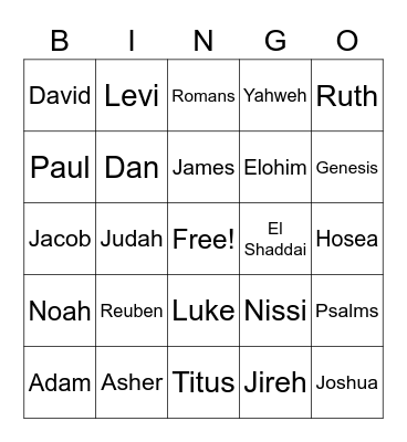 Bible Bingo Card