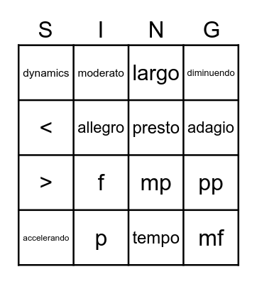 5/6 December Music Bingo Card