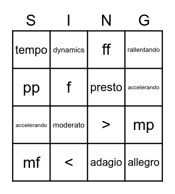 5/6 December Music Bingo Card