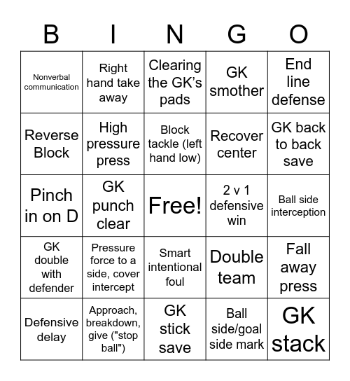 Watch Party Bingo: Defense Style Bingo Card