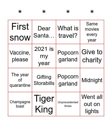 Storable Holiday Lingo Bingo Card