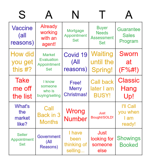 Atkinson Team Christmas Bingo Card