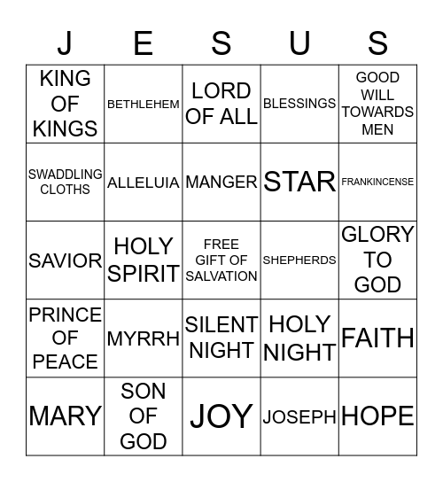 HAPPY BIRTHDAY JESUS Bingo Card