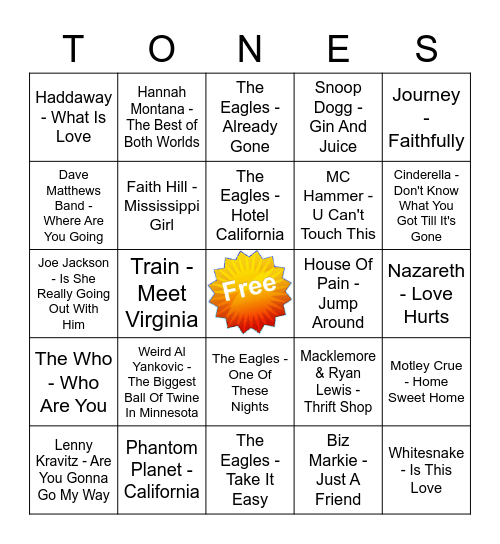 Game Of Tones 12-14-20 Game 5 Bingo Card
