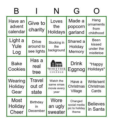 Holiday Bingo Card