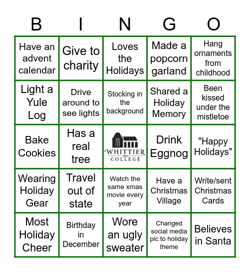 Holiday Bingo Card