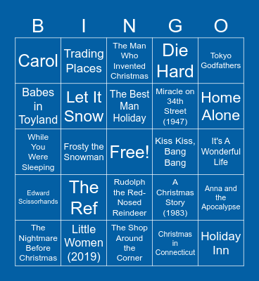 Popular Holiday Movies Bingo Card